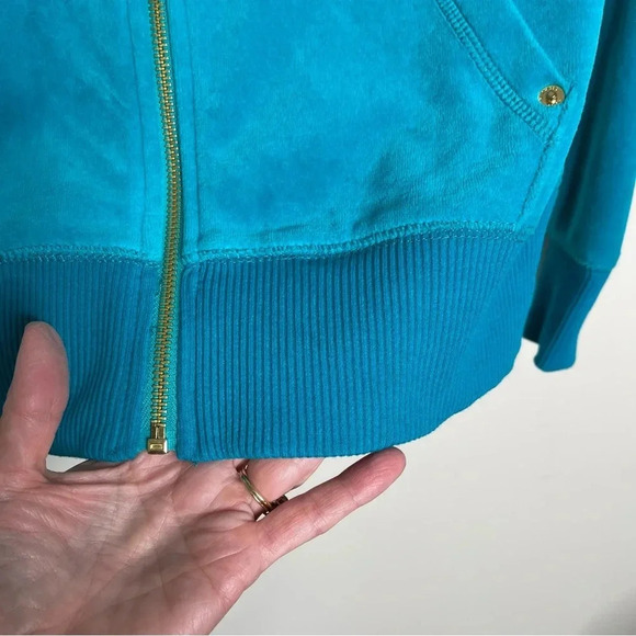 MICHAEL MICHAEL KORS Velvet Zip-Front Track Jacket in cobalt blue Y2K - Picture 5 of 10